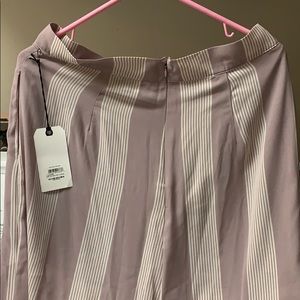 Lilac and white Capri dress pants.